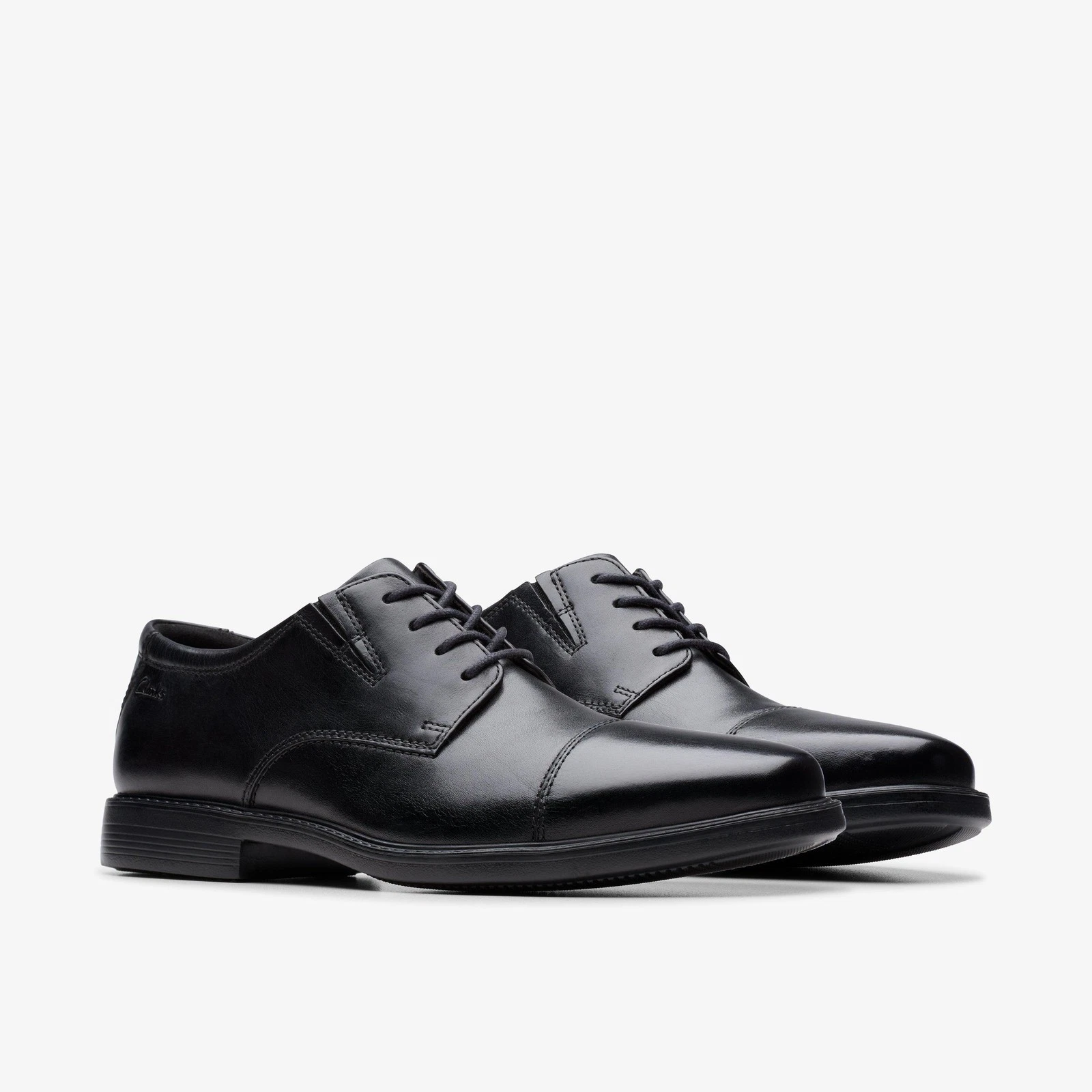 Clarks Cosgrove Cap Men’s Black Leather Derby Shoes – Classic Smart Dress Shoes with Lasting Comfort