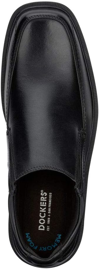 Dockers Edson Men’s Slip‑On Loafers – Classic Black Leather Dress Shoes with All‑Day Comfort