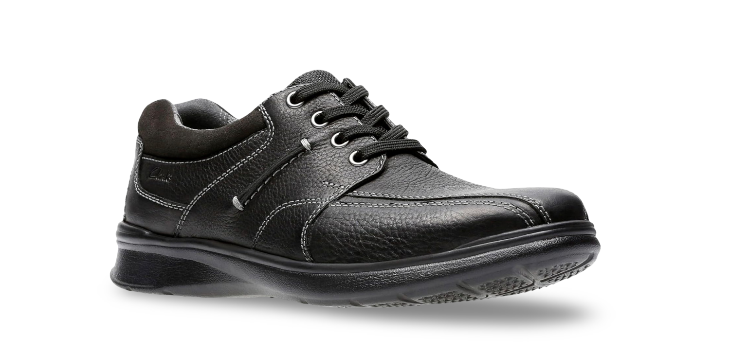 Clarks Cotrell Walk Men’s Oxford Shoes – Classic Black Leather Flats with All‑Day Comfort