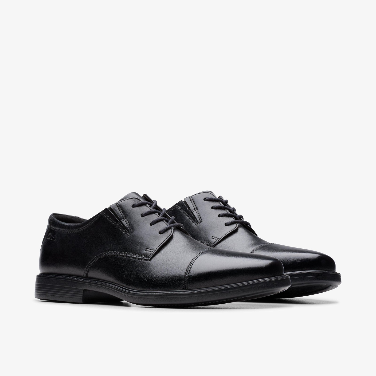 Clarks Cosgrove Cap Men’s Black Leather Derby Shoes – Classic Smart Dress Shoes with Lasting Comfort