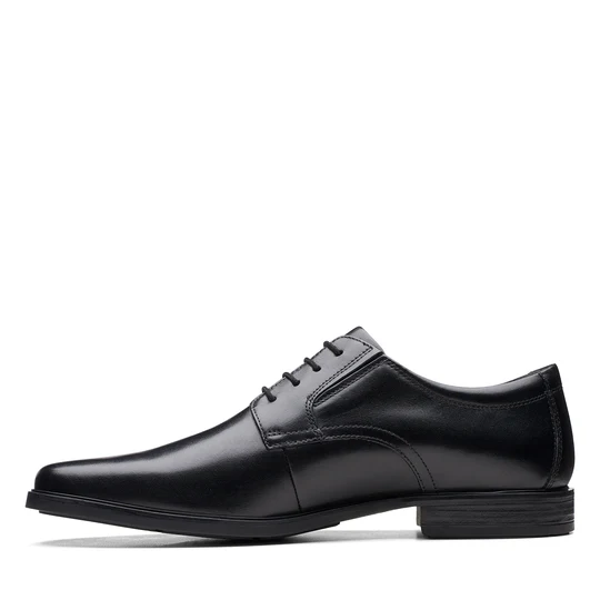 Clarks Men's Howard Walk Black Leather Shoes – Formal Dress Comfort Footwear