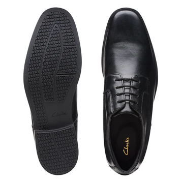 Clarks Men's Howard Walk Black Leather Shoes – Formal Dress Comfort Footwear