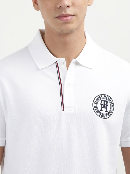 Men's Tommy Hilfiger T-Shirt – White Crew Neck with Black Logo
