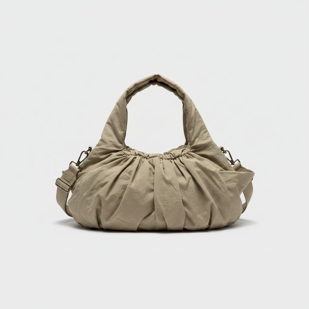 Khaki Ruched Bag – Front Hero