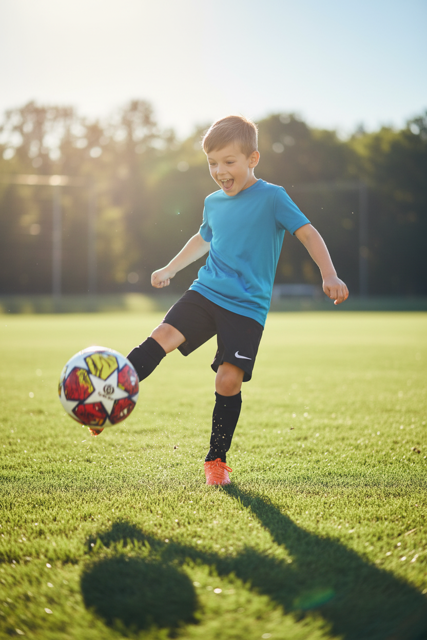 Kid Playing with Sportex Football