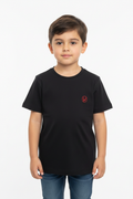 Kid wearing black tee