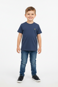 Kid Wearing Blue Antler Tee