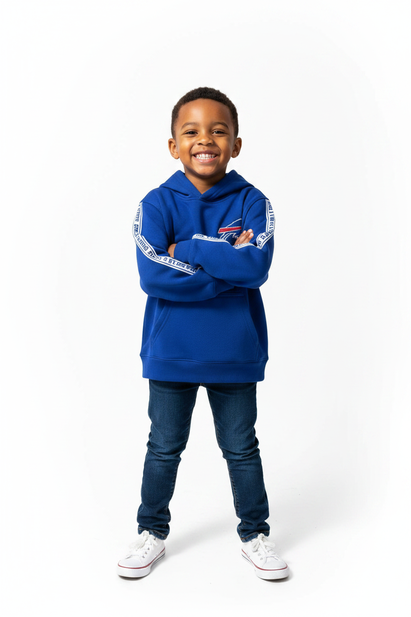 Kid wearing Buffalo Bills hoodie
