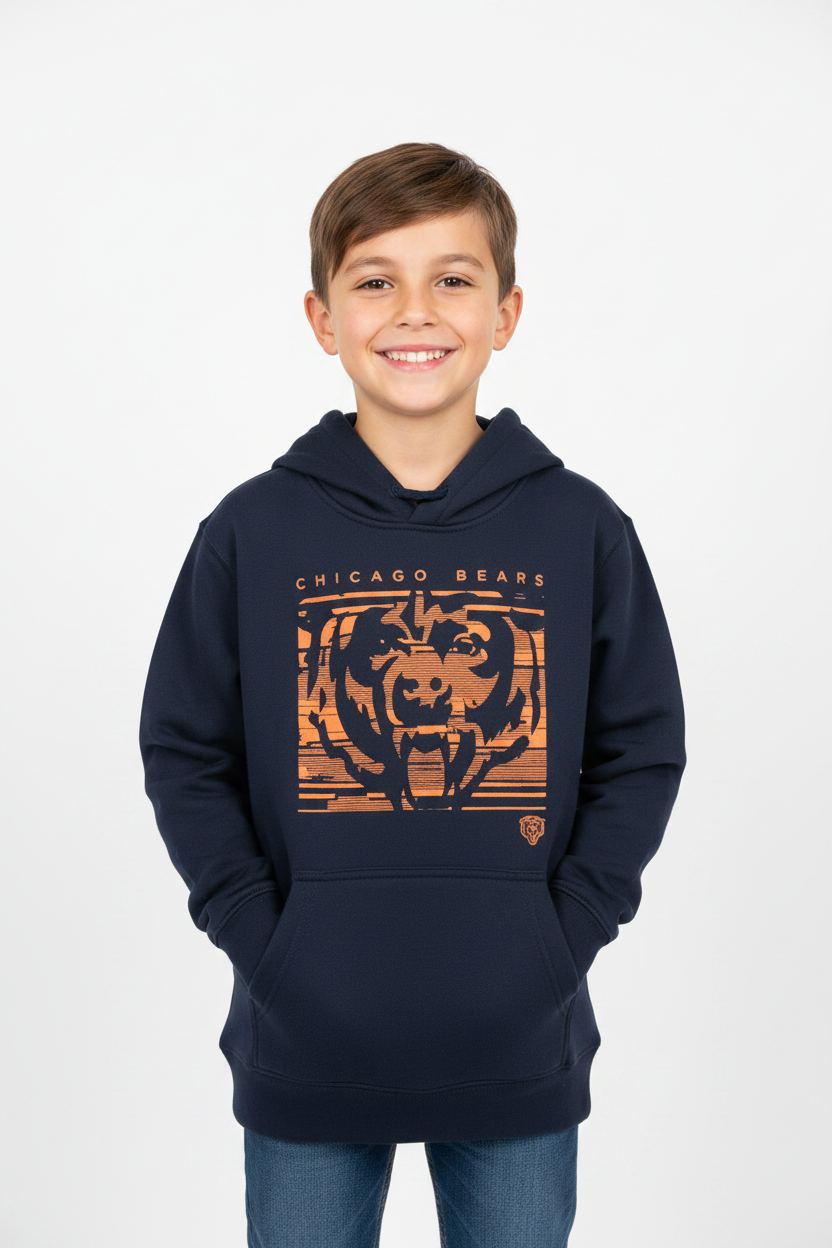 Kid wearing Chicago Bears Hoodie - Front
