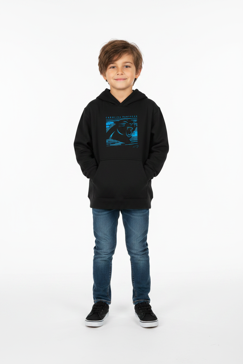 Kid wearing Panthers hoodie