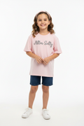Kid wearing pink Allen Solly T-shirt