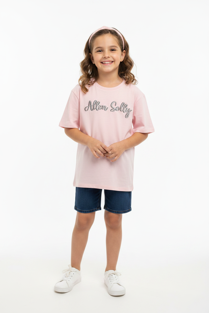 Kid wearing pink Allen Solly T-shirt