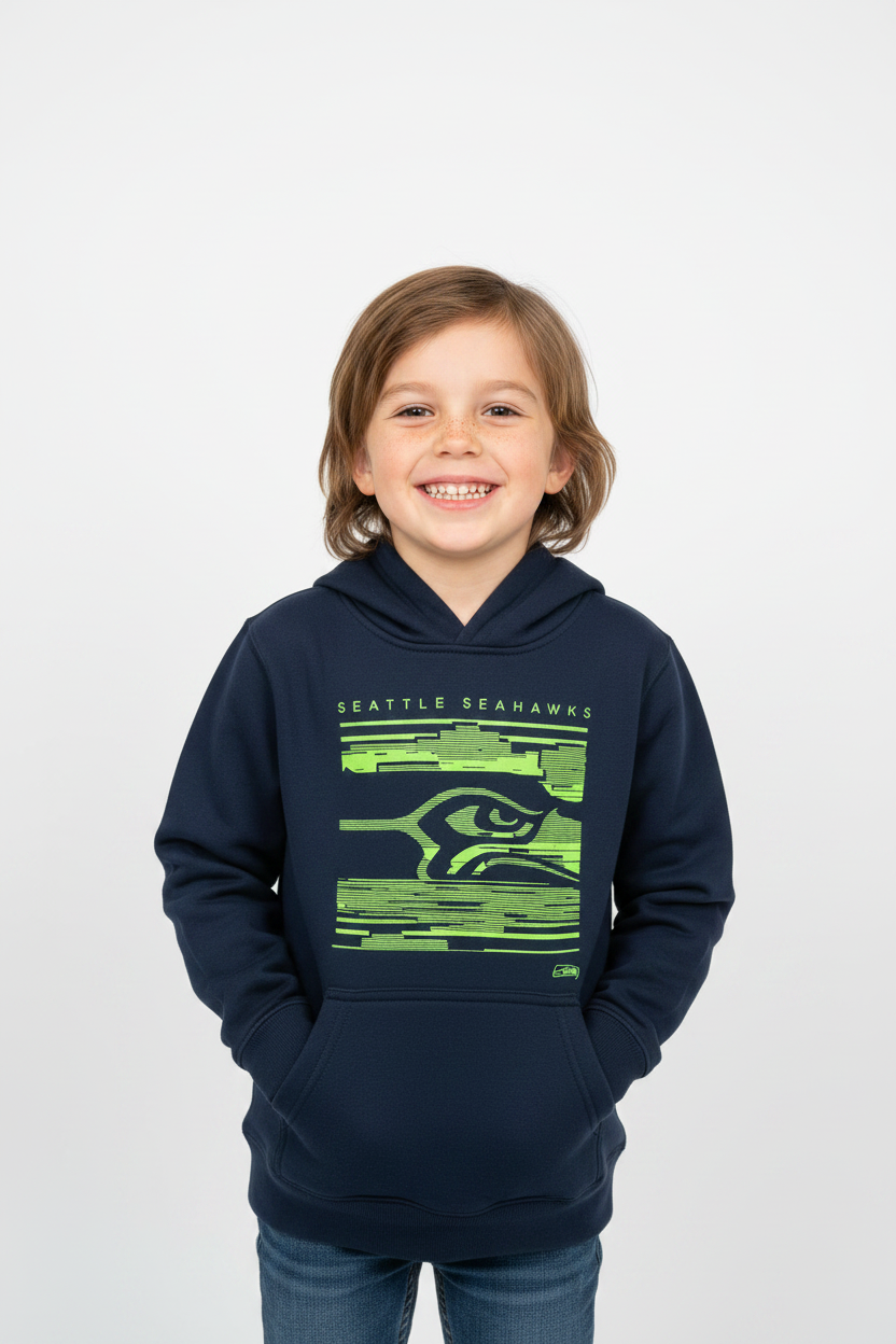 Kid wearing Seattle Seahawks hoodie