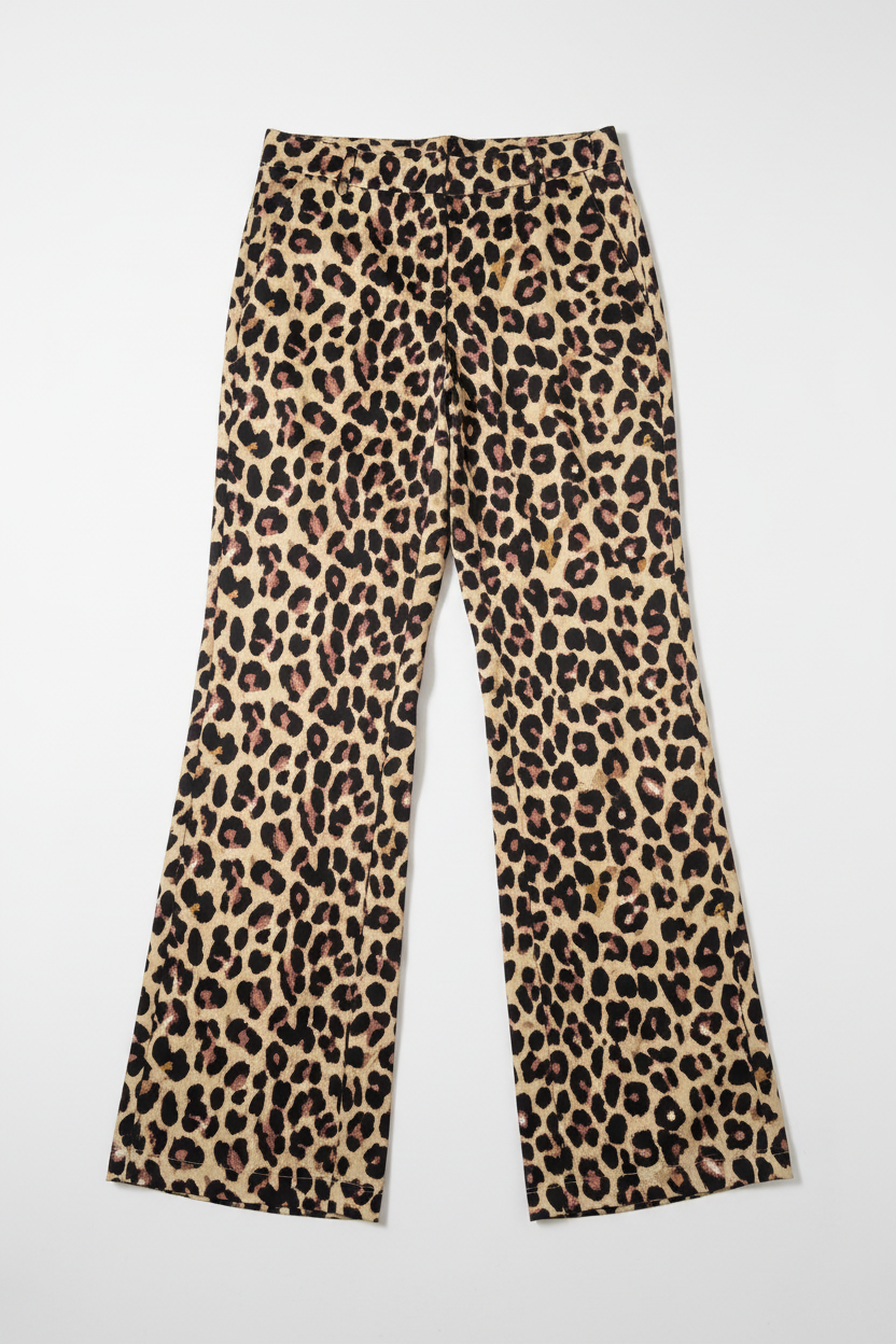 Leopard Print Pants - Flat Lay White Background