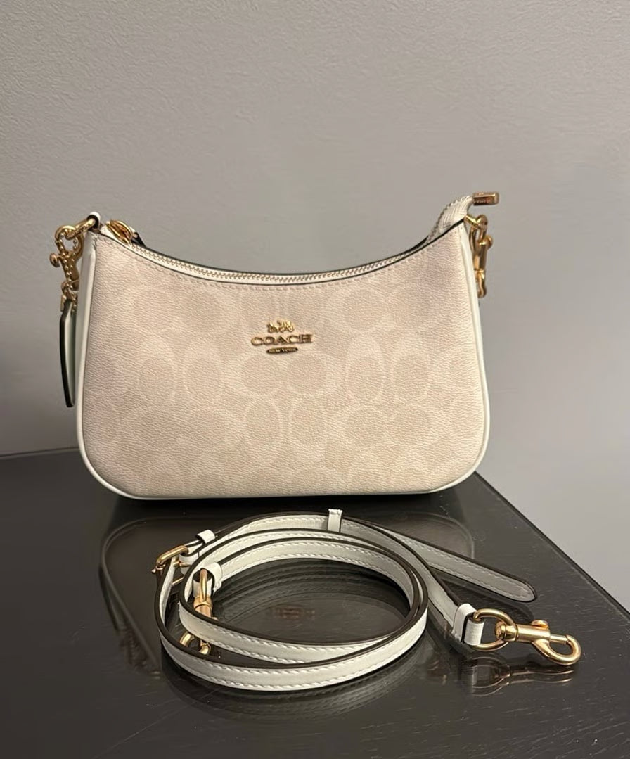 Coach Teri Mini Crossbody Bag In Signature Canvas IM/SAND 7CHALK