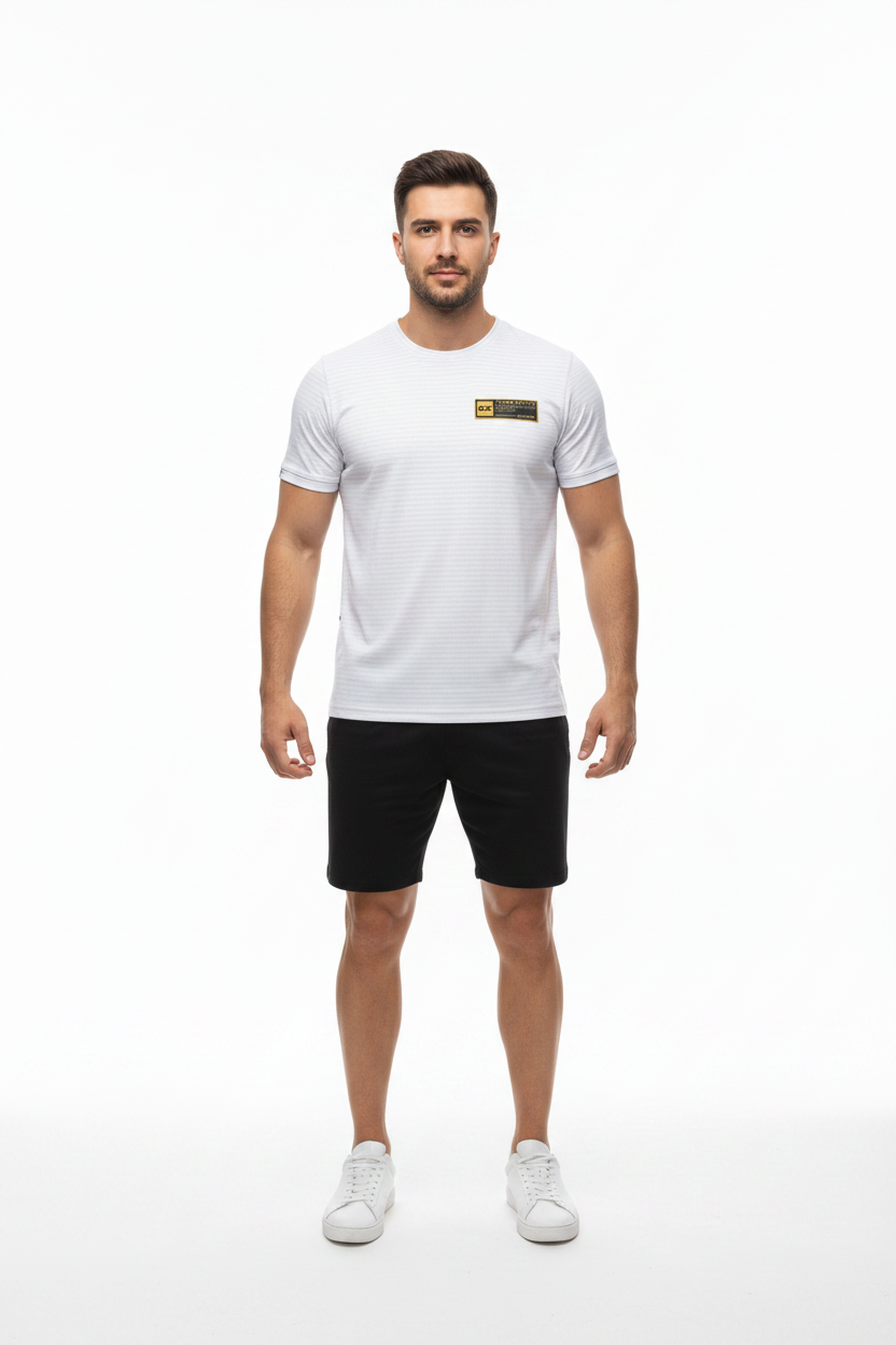 Man in Soccerex Tee — Studio