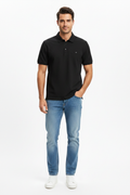 Man Wearing Black Polo