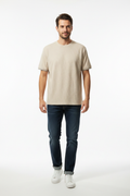 Man wearing cream textured t-shirt