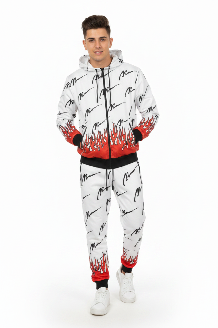 Man Wearing Flame Print Set