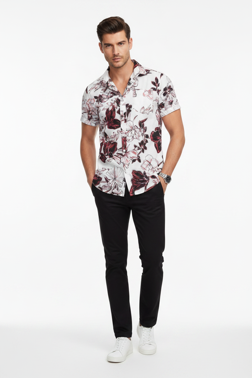 Man wearing floral shirt