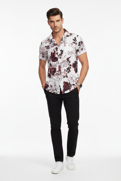 Man wearing floral shirt
