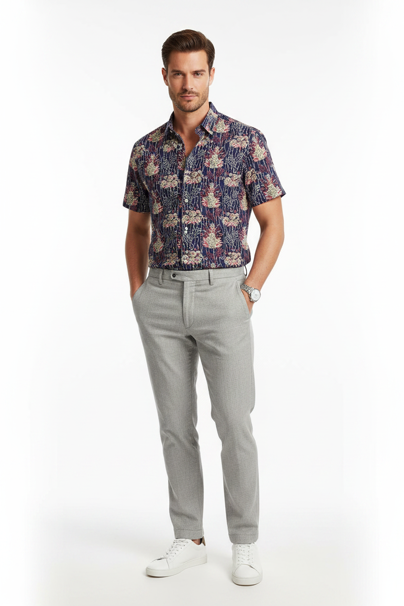 Man wearing floral shirt