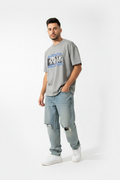 Man wearing Hardsoda Worldwide grey tee