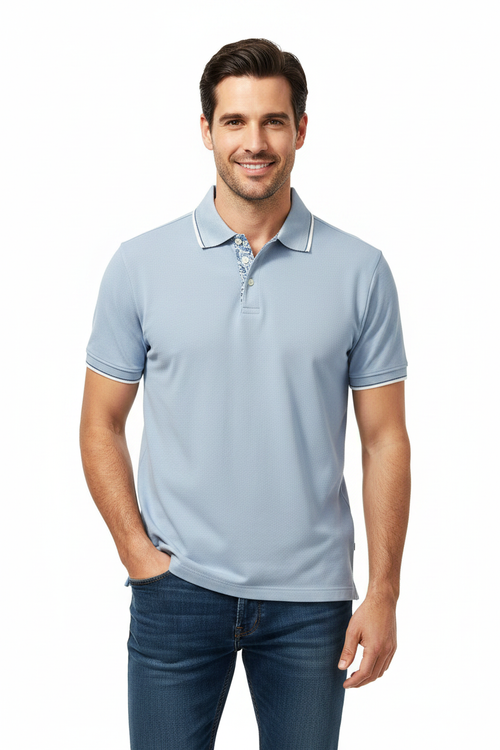 Man Wearing Light Blue Polo