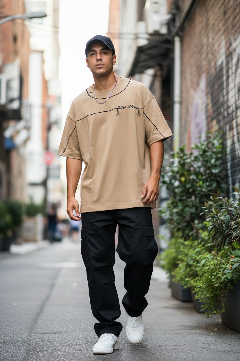 Man wearing Rise Above T-Shirt