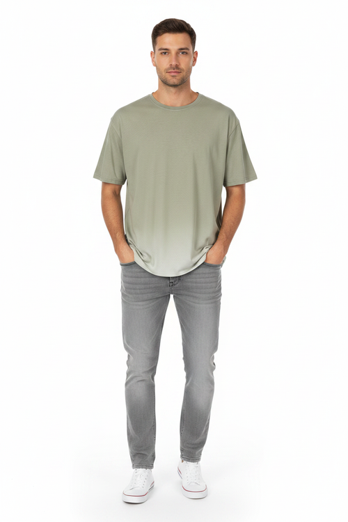 Man Wearing Sage Tee