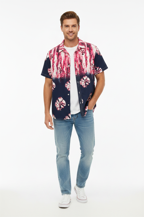 Man Wearing Tie-Dye Shirt