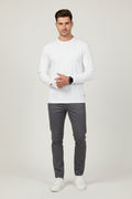 Man Wearing White Long-Sleeve