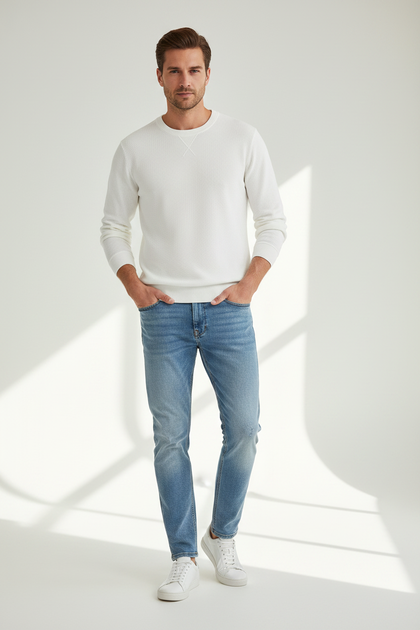 Man Wearing White Sweater