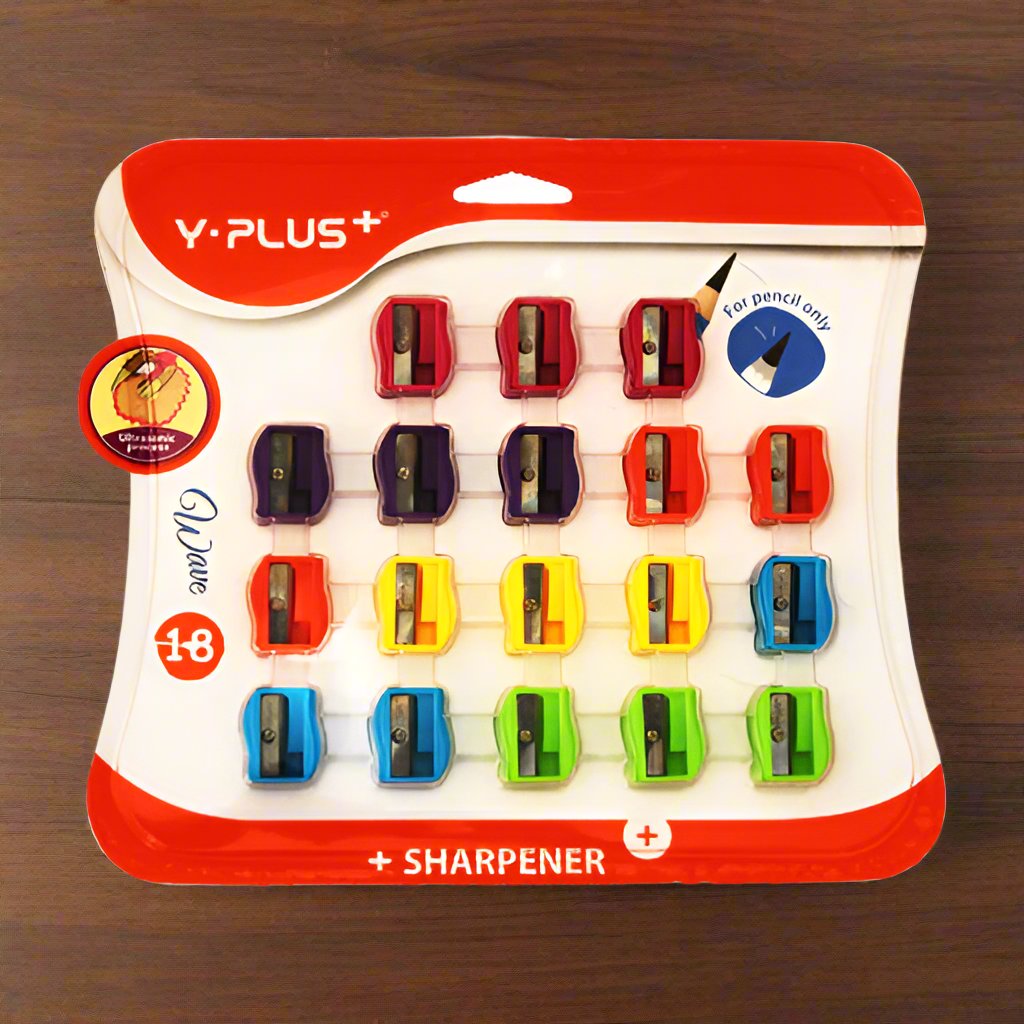 Y-PLUS Wave Pencil Sharpener Set - 18-Pack, Vibrant Assorted Colors