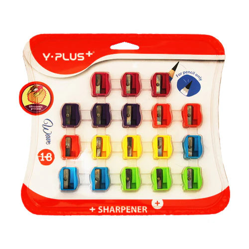 Y-PLUS Wave Pencil Sharpener Set - 18-Pack, Vibrant Assorted Colors