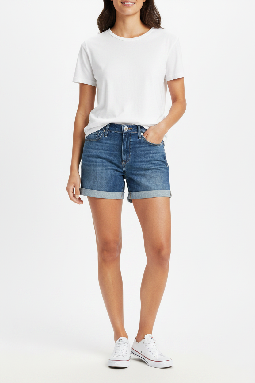 Model – Levi's Denim Shorts Front