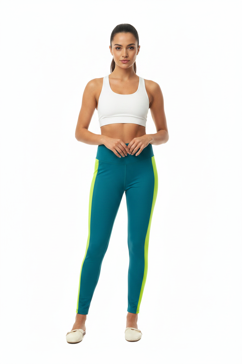 Model - Teal Neon Leggings Front