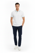Model Wearing White Polo