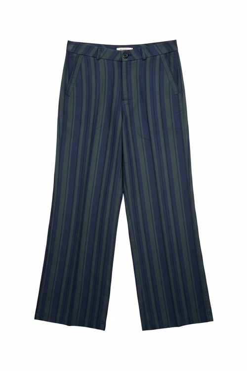 Navy Striped Trousers - Front