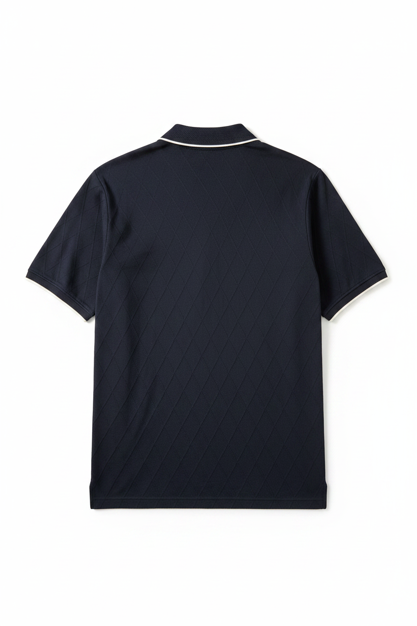 Navy Zip Polo Back