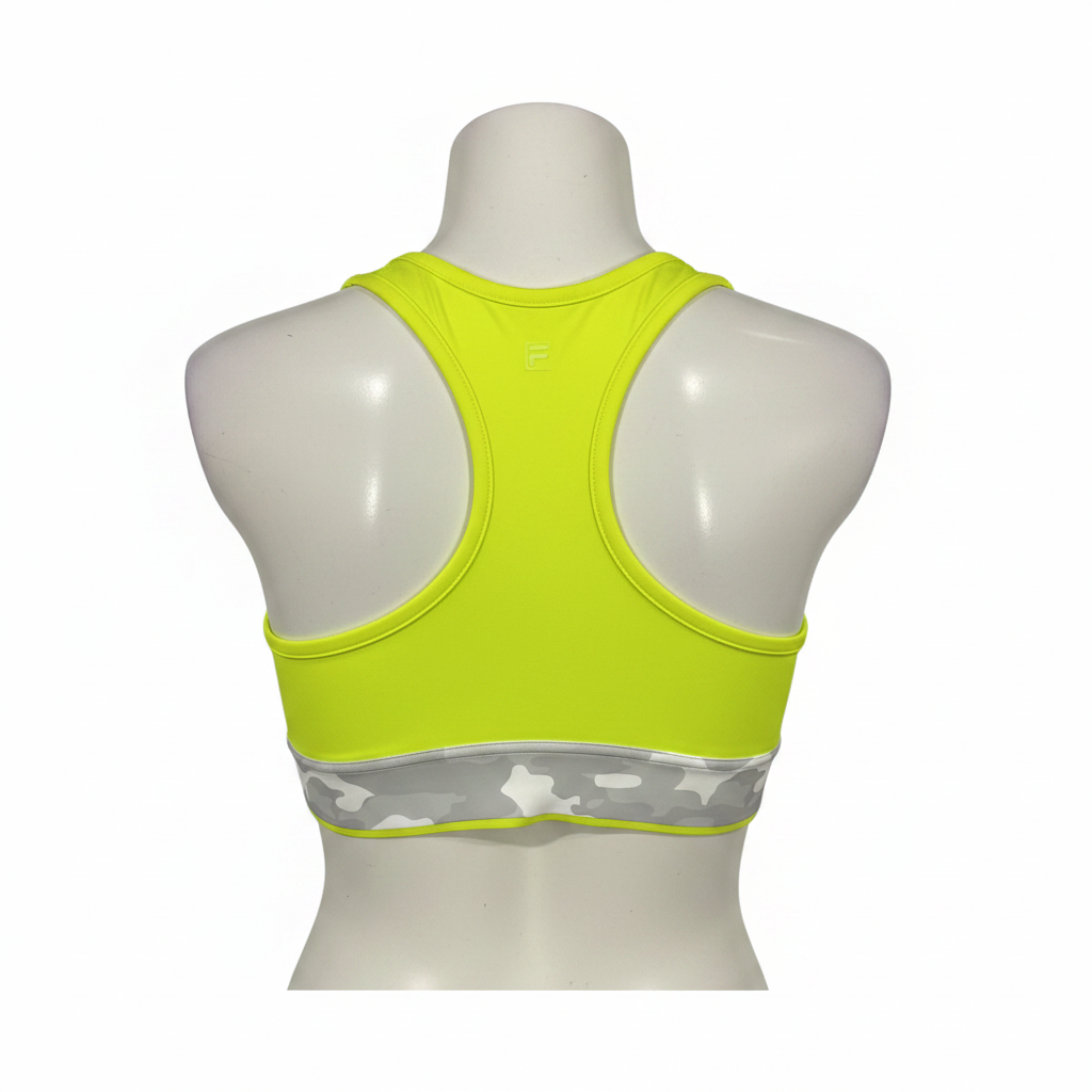 Neon Yellow FILA Sports Bra - Back View