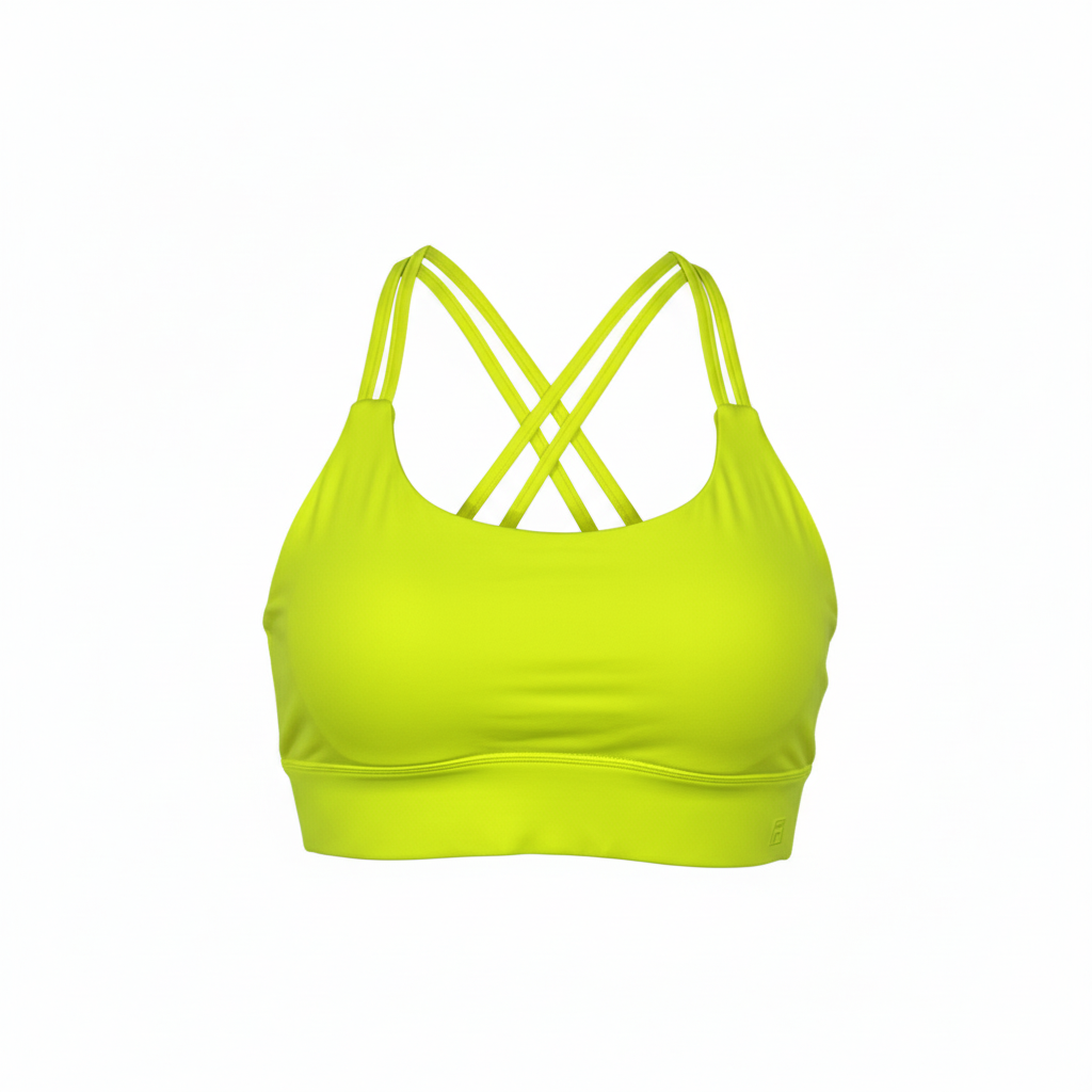 Neon Yellow Multi-Strap Sports Bra - Front View
