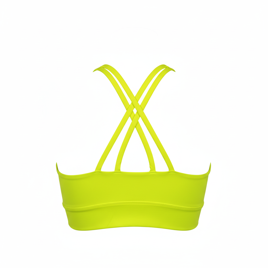 Neon Yellow Open-Back Sports Bra - Back View
