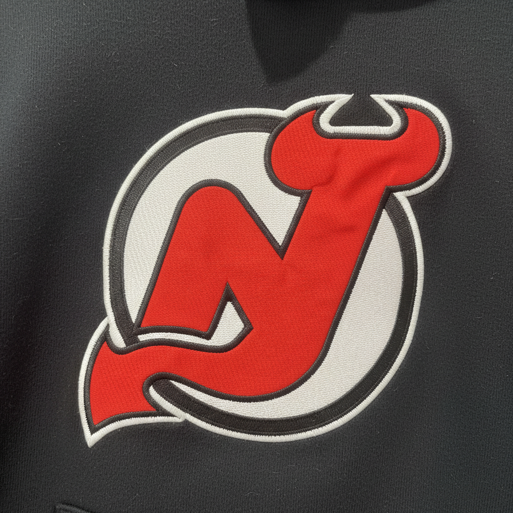 NJ Devils Hoodie Logo Detail