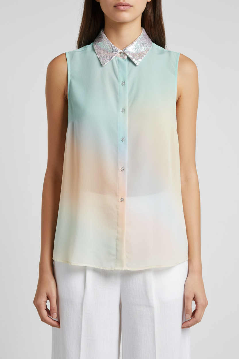 Ombré Blouse – Front with Buttons
