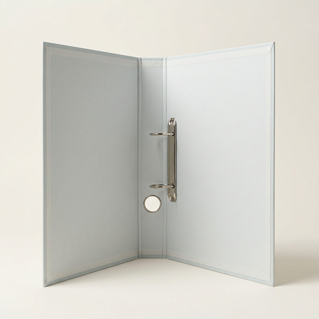 Open white binder studio product image