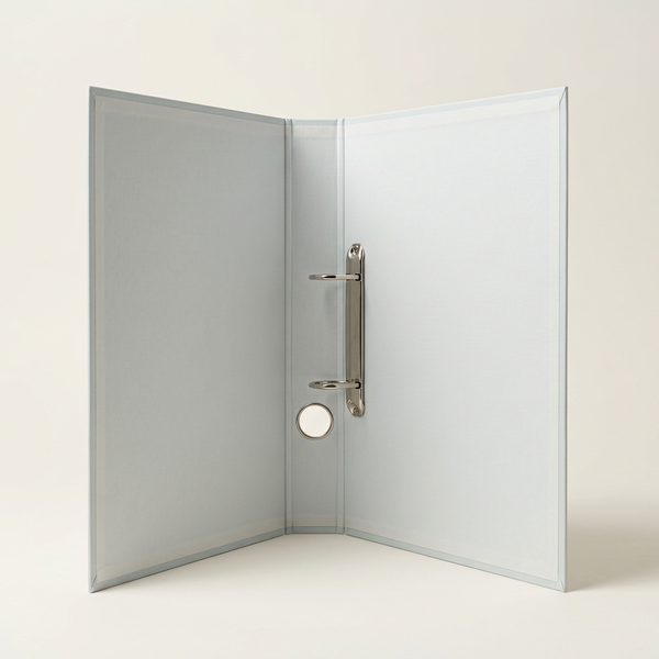 Open white binder studio product image