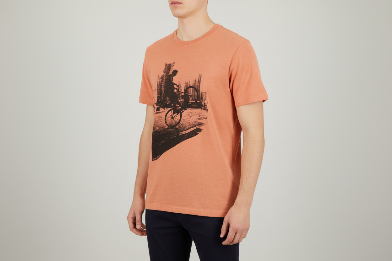 Orange BMX Tee — Front-Right 3Q