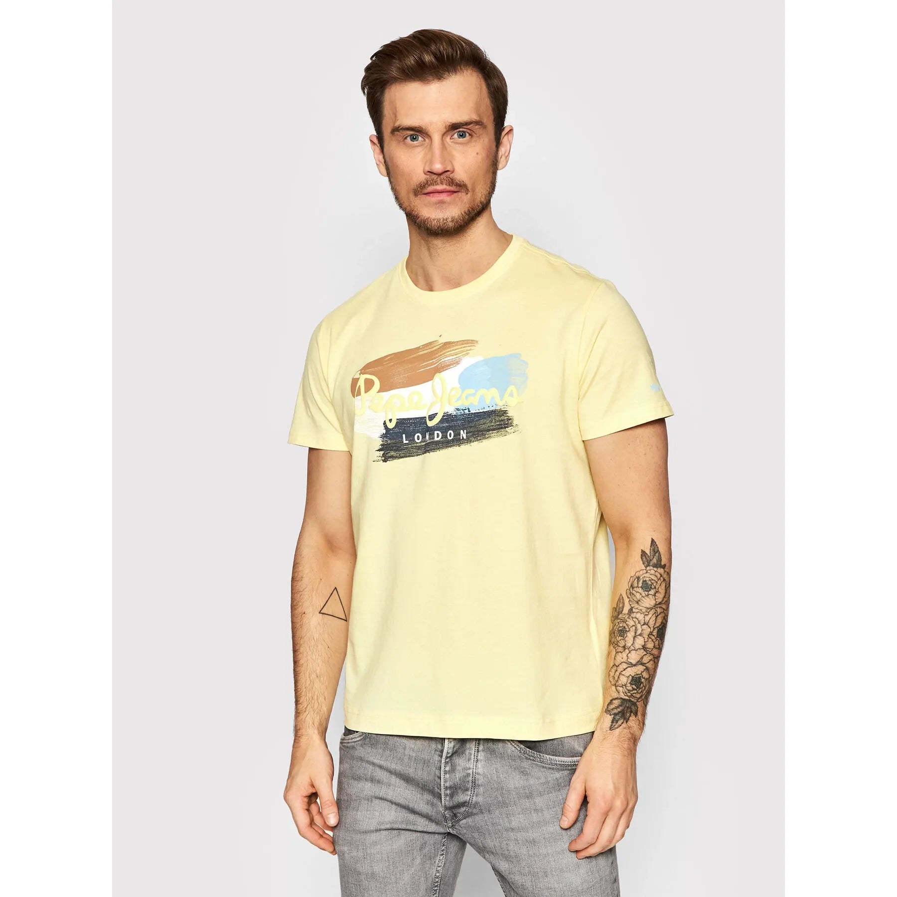 Yellow Pepe Jeans Men's T-Shirt Aegir PM508227-022, stylish design.