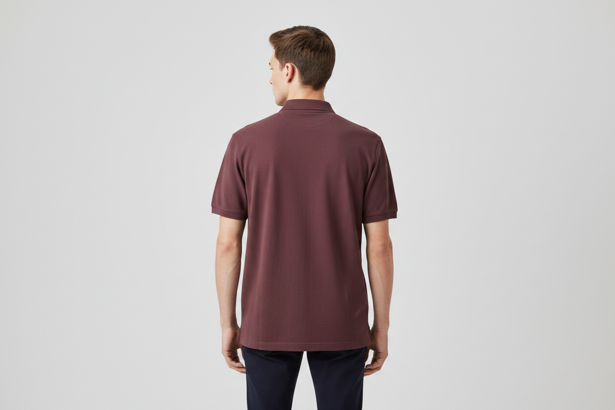 Pier One Burgundy Polo — Back 3Q